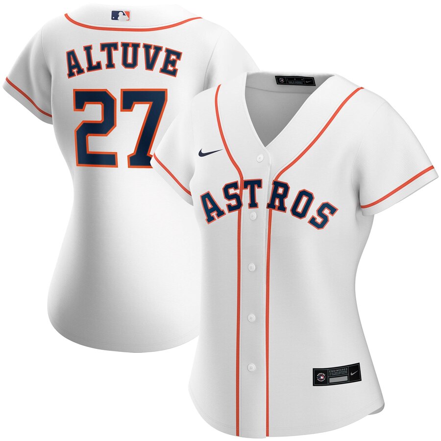 Houston Astros #27 Jose Altuve Nike Women Home 2020 MLB Player Jersey White->women mlb jersey->Women Jersey